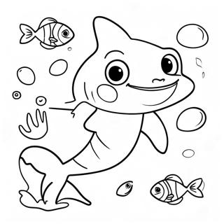 Shark Boy with Colorful Fish Coloring Page | Shark Boy coloring page