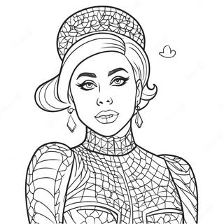 Lady Gaga in Sparkly Outfit Coloring Page | Lady Gaga coloring page