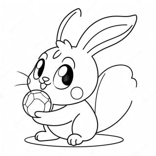 Cute Scorbunny Playing with a Ball Coloring Page | Scorbunny coloring page