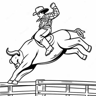Exciting PBR Bull Rider in Action Coloring Page | PBR Bull Riding coloring page