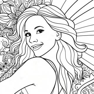 Shakira Dancing with Colorful Background Coloring Page | Shakira coloring page