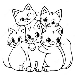 Cat with Playful Kittens Coloring Page | Cat with Kittens coloring page