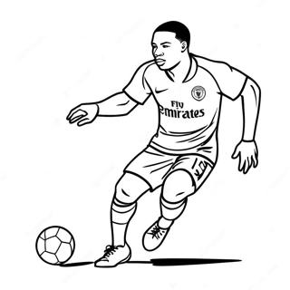Mbappe Dribbling Past Defender Coloring Page | Mbappe coloring page