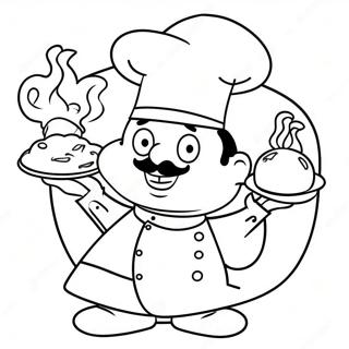 Funny Chef Cooking Coloring Page | Chef coloring page