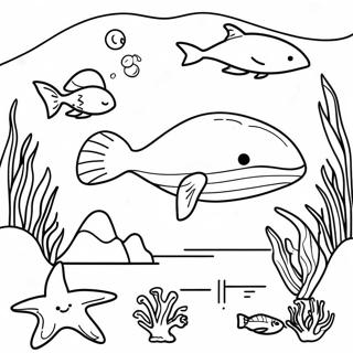 Colorful Ocean Habitat Coloring Page | Animal Habitat coloring page