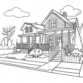 Neighborhood Scene Coloring Page | Neighborhood coloring page