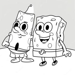 Cheerful SpongeBob and Patrick Coloring Page | SpongeBob and Friends coloring page