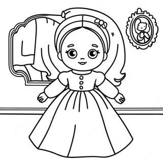 Haunted Doll in a Dark Room Coloring Page | Creepy Doll coloring page