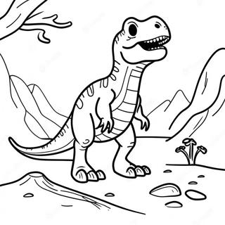 T-Rex Fossil Excavation Coloring Page | Dinosaur Fossil coloring page