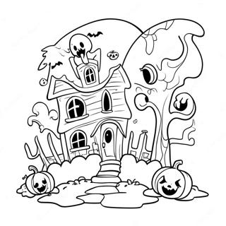Spooky Ghouliana in a Haunted House Coloring Page | Ghouliana coloring page