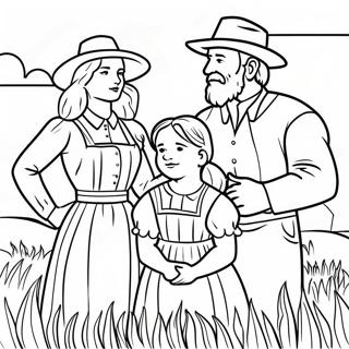 Pioneer Family in the Prairie Coloring Page | Pioneer coloring page