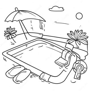 Swimming Pool Fun Coloring Page | Swimming coloring page