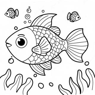 Cute Cartoon Fish Swimming Coloring Page | Swimming coloring page