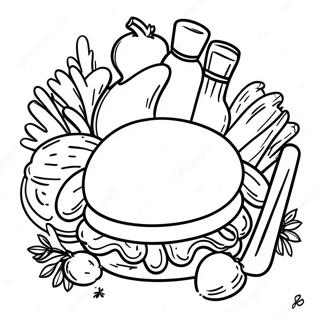 Delicious BBQ Feast Coloring Page | BBQ coloring page