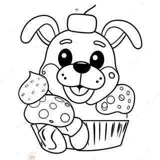 Chica FNAF with Cupcake Coloring Page | Chica FNAF coloring page