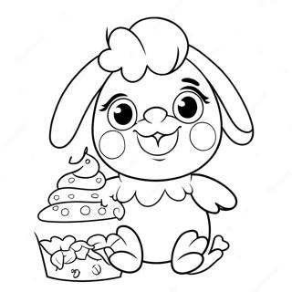 Cute Toy Chica with Cupcake Coloring Page | Toy Chica coloring page