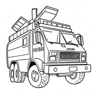 Police Swat Truck in Action Coloring Page | Swat Truck coloring page