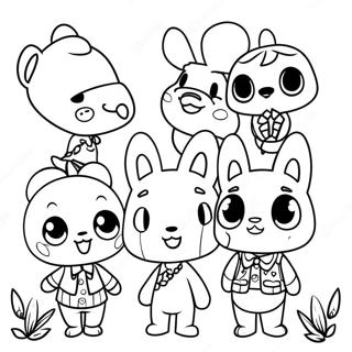 Cute Animal Crossing Characters Coloring Page | Animal Crossing coloring page