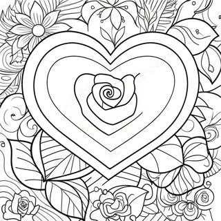 Elegant Love Heart Rose Coloring Page | Love Heart Rose coloring page