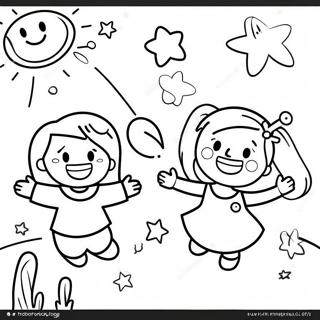 Happy Children Playing Coloring Page | Joy coloring page