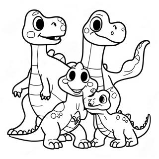 Friendly Dinosaur Family Coloring Page | Dino Ranch coloring page