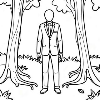 Slender Man in the Dark Forest Coloring Page | Creepypasta coloring page