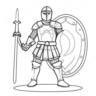 Brave Knight with Shield Coloring Page | Courage coloring page