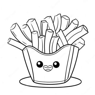 Cute Cartoon Fries Coloring Page | Fries coloring page