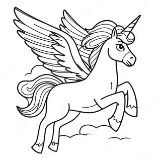 Majestic Pegasus in Flight Coloring Page | Pegasus coloring page