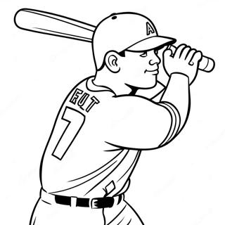 Mike Trout Swinging Bat Coloring Page | Mike Trout coloring page