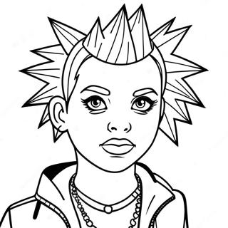 Punk Goth Girl with Spiked Hair Coloring Page | Punk Goth coloring page