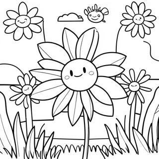 Vibrant Flower Garden Coloring Page | Flower Power coloring page