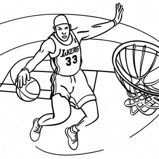 Lakers Player Dunking Coloring Page | Lakers coloring page