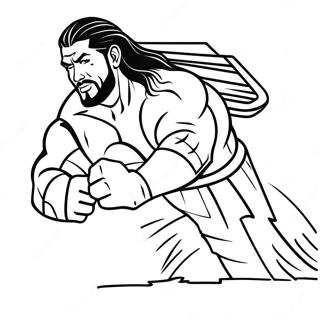 Roman Reigns in Action Coloring Page | Roman Reigns WWE coloring page
