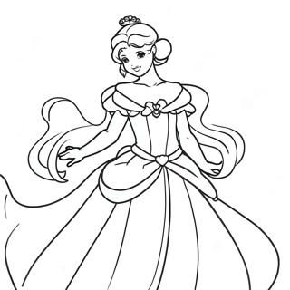 Elegant Princess Serenity in Gown Coloring Page | Princess Serenity Sailor Moon coloring page