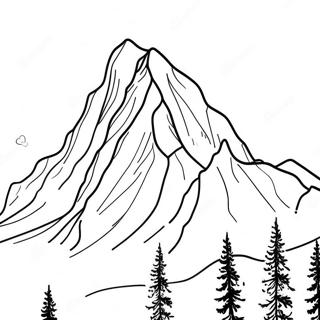 Majestic Snow-Capped Mountain Coloring Page | Realistic Mountain coloring page