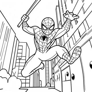 Spider-Man Swinging Through City Coloring Page | Marvel coloring page