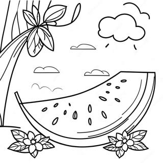 Bright Sunny Day with Melon Coloring Page | Sunny and Melon coloring page
