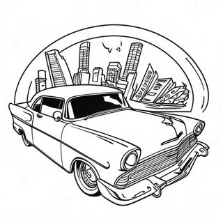 Chicano Lowrider Classic Car Coloring Page | Chicano Lowrider coloring page