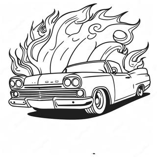 Chicano Lowrider with Flames Coloring Page | Chicano Lowrider coloring page