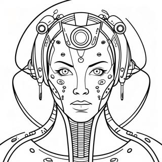 Futuristic Cyborg with Laser Eyes Coloring Page | Cyborg coloring page