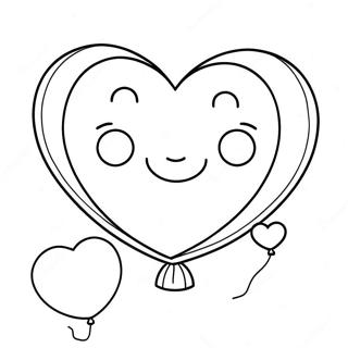 Cute Heart Balloon Coloring Page | Heart Balloon coloring page
