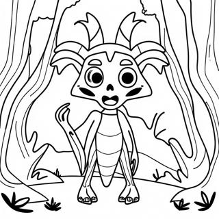 Creepy Siren Head in the Forest Coloring Page | Siren Head coloring page