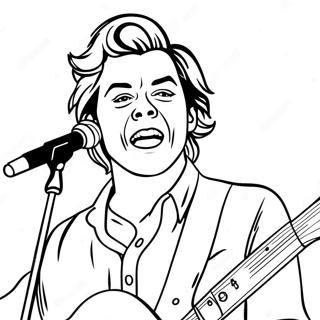 Harry Styles Singing Coloring Page | One Direction coloring page