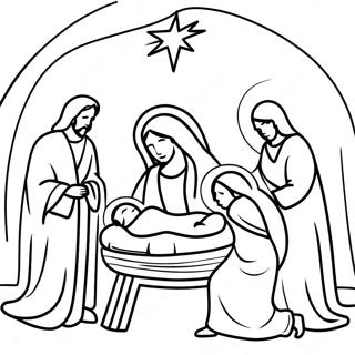 Nativity Scene Coloring Page | Christmas Bible coloring page