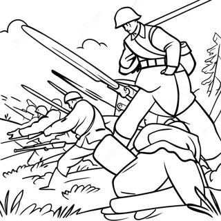 WW2 Soldiers in Battle Coloring Page | WW2 coloring page