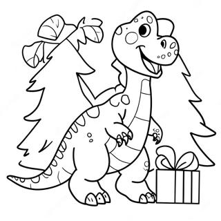 Dinosaur Christmas Tree Coloring Page | Dinosaur Christmas coloring page