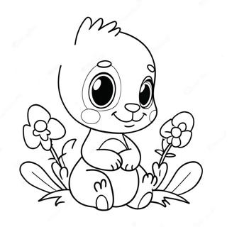 Cute Bonnie with Flowers Coloring Page | Bonnie coloring page