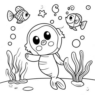Sebastian Singing Under the Sea Coloring Page | Sebastian coloring page