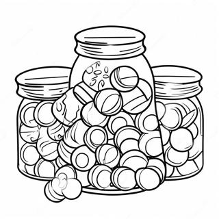 Colorful Candy Jars Coloring Page | Candy Shop coloring page